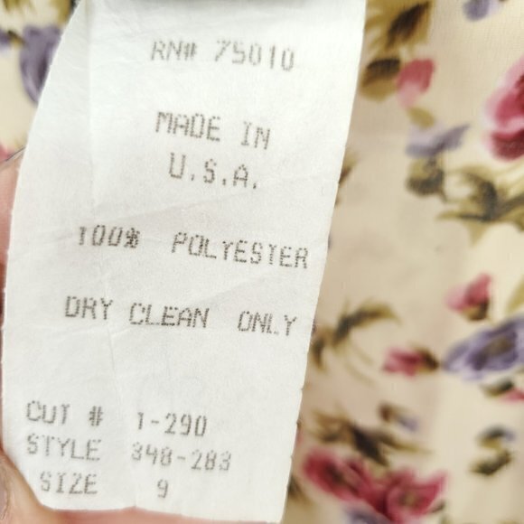 VTG 90s All Over Floral Print Midi Skirt S (Tag size 9) Yellow - Picture 4 of 16